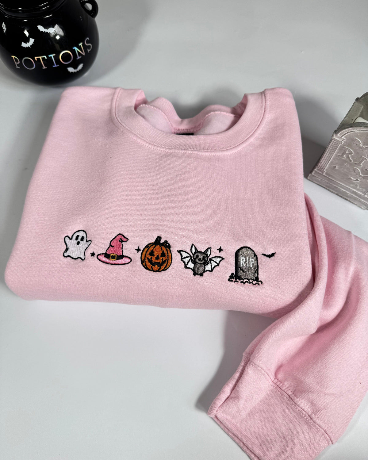 Cute Halloween Icons Embroidered Sweatshirt