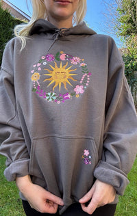 Celestial Sun and Flowers Hoodie