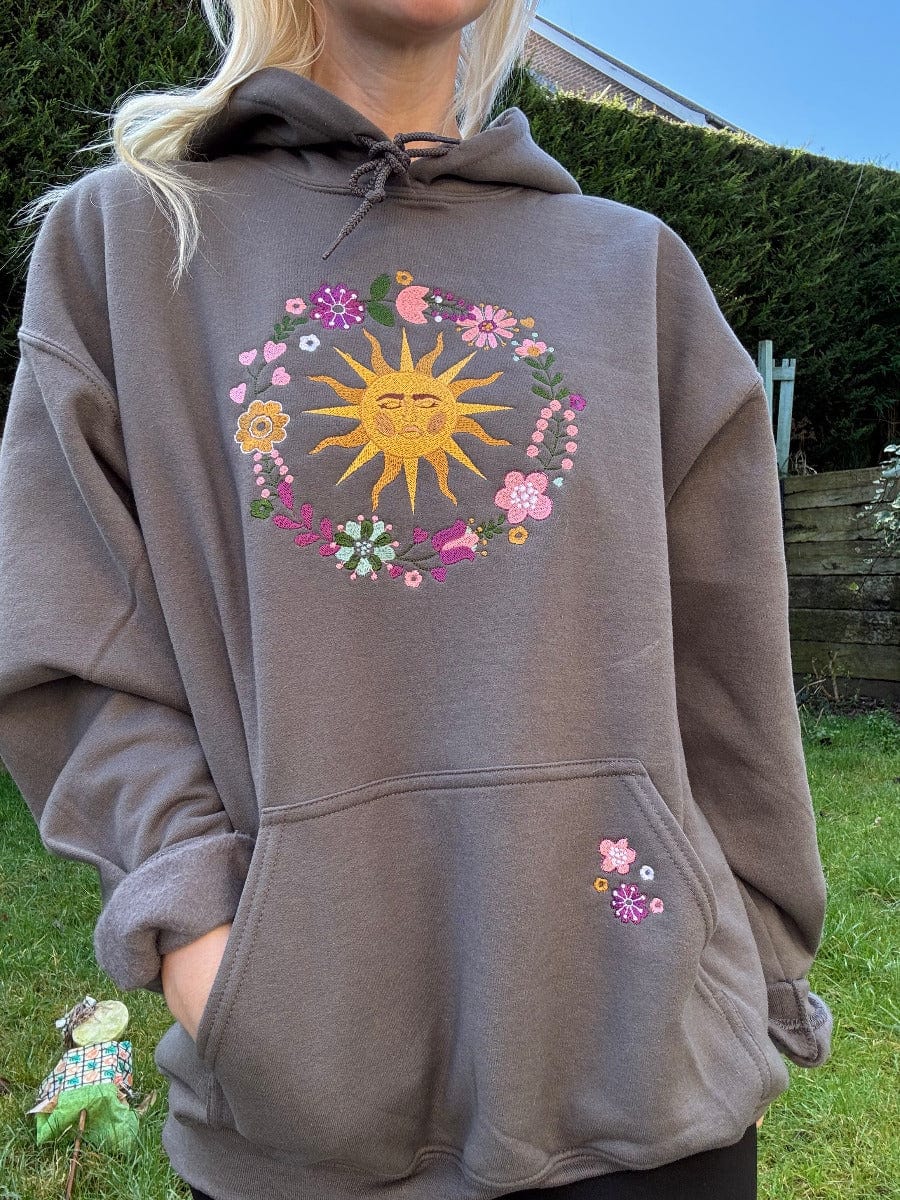 Celestial Sun and Flowers Hoodie