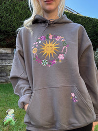 Celestial Sun and Flowers Hoodie
