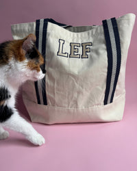 Monogram Navy Tote Bag