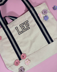 Monogram Navy Tote Bag