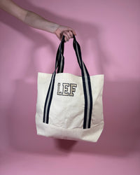 Monogram Navy Tote Bag