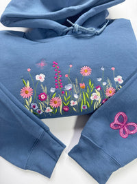 Wildflowers and Butterfly Embroidered Hoodie