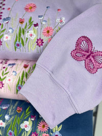 Wildflowers and Butterfly Embroidered Hoodie