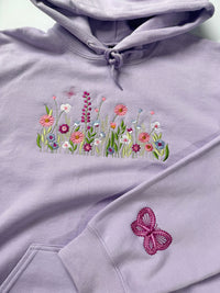 Wildflowers and Butterfly Embroidered Hoodie