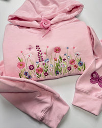 Wildflowers and Butterfly Embroidered Hoodie