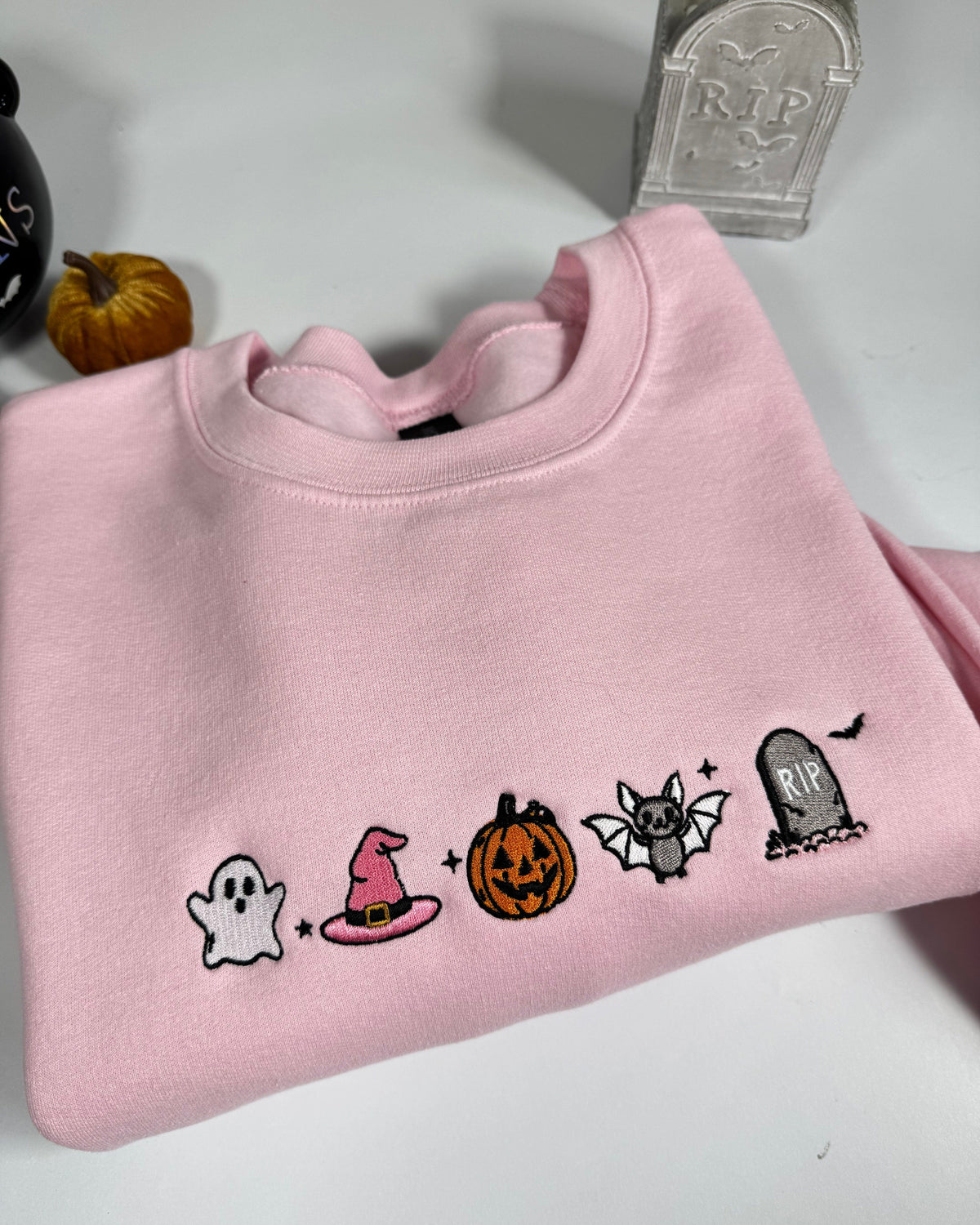 Cute Halloween Icons Embroidered Sweatshirt