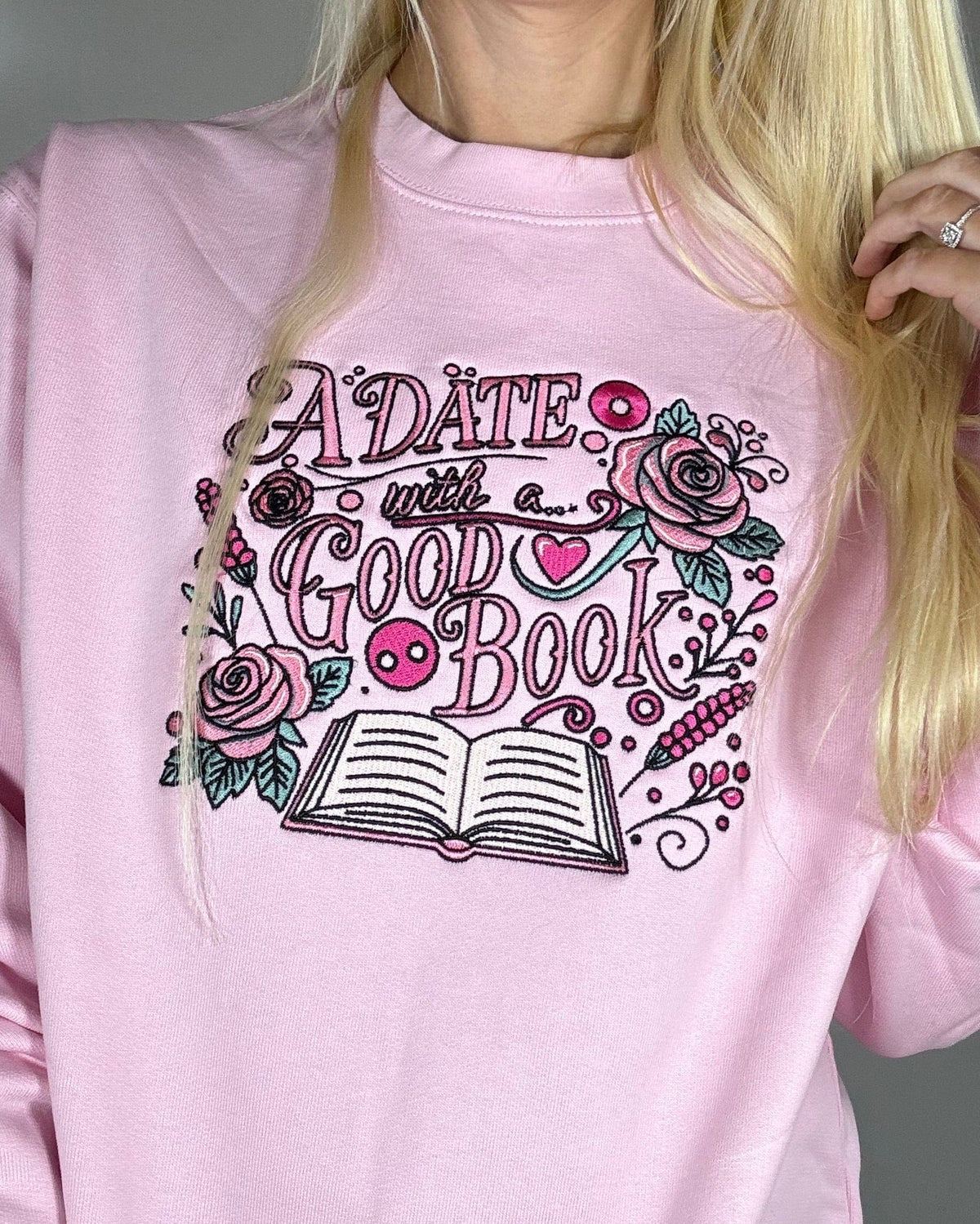 A Date with a Good Book Embroidered Sweatshirt