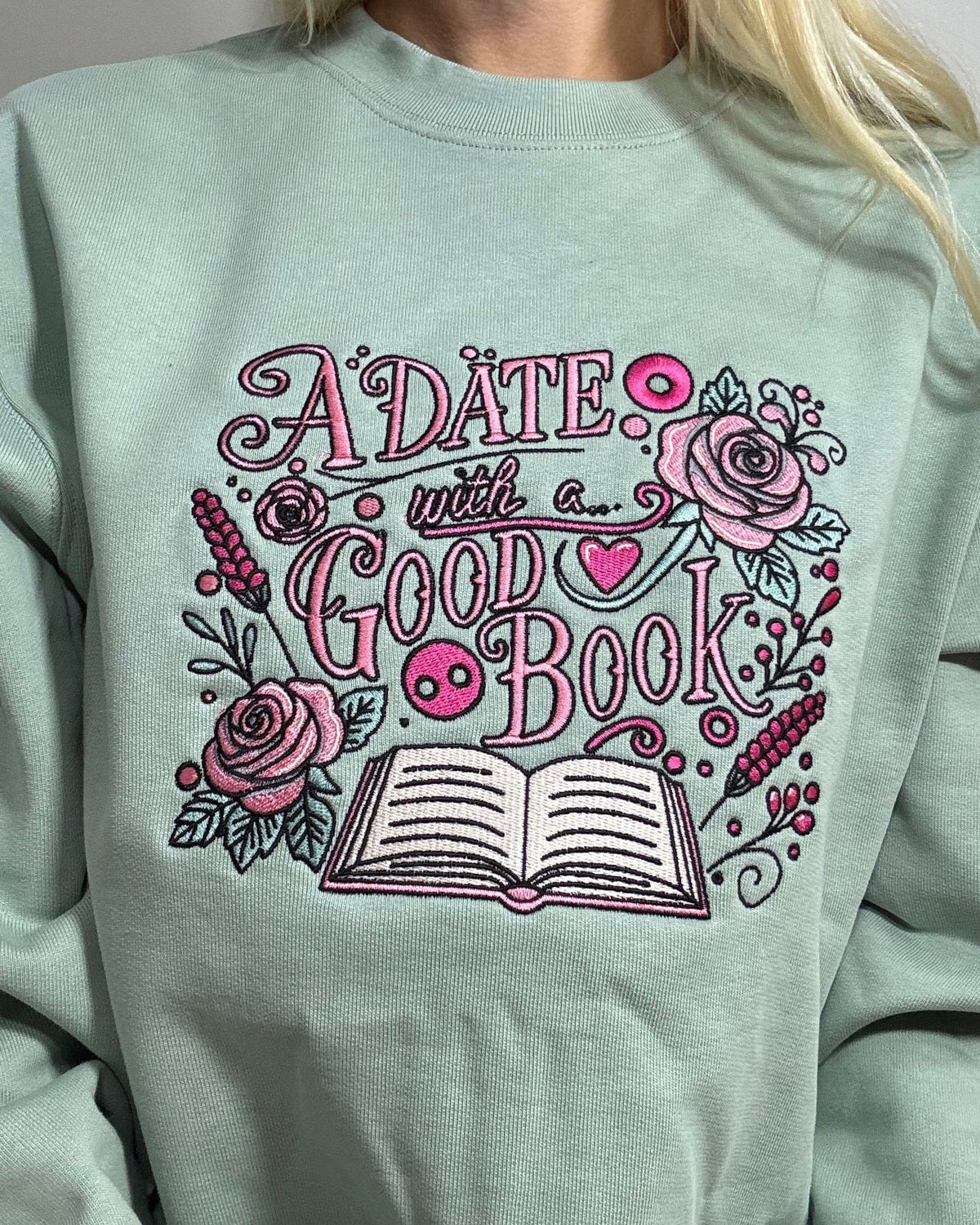 A Date with a Good Book Embroidered Sweatshirt