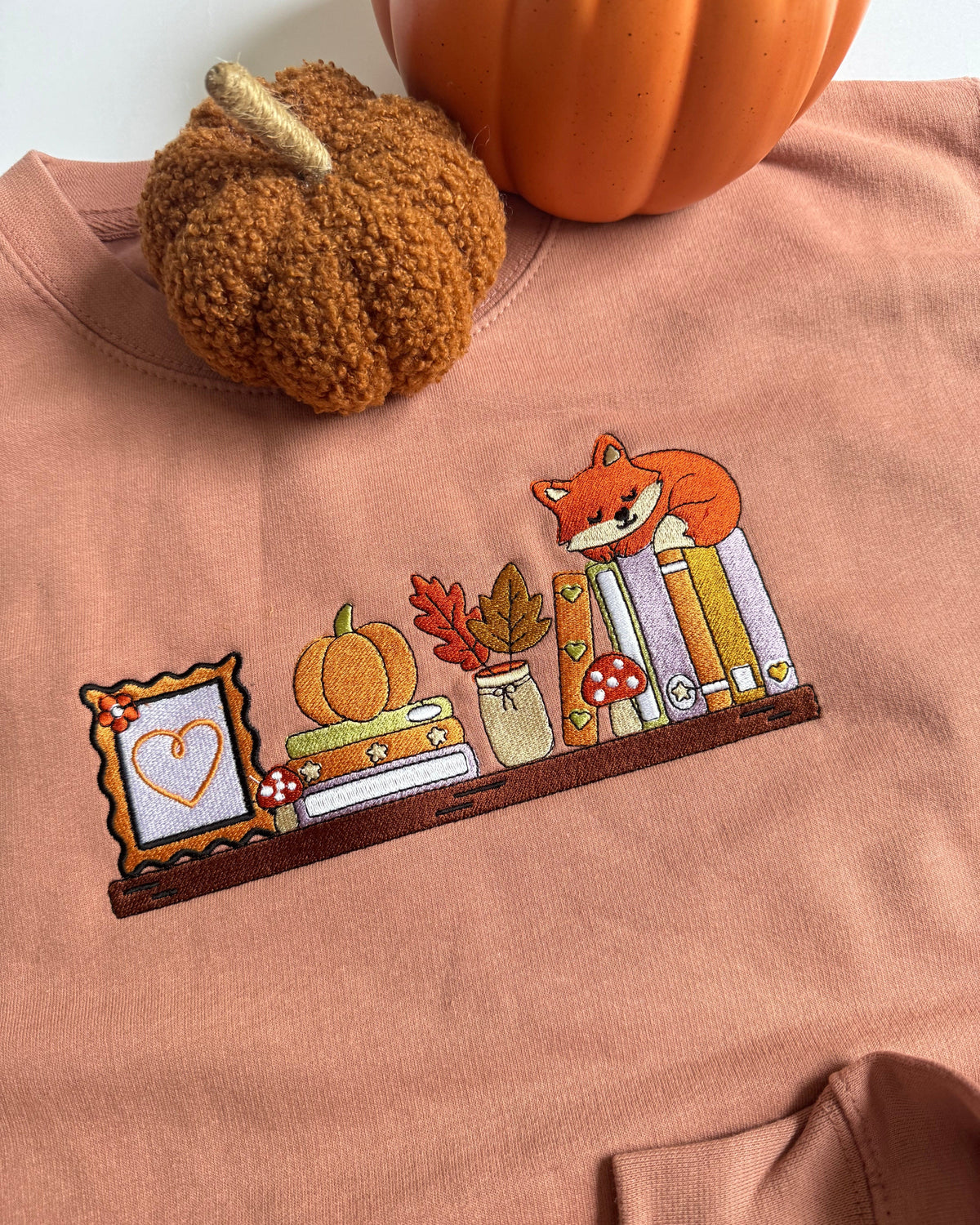 Autumn Bookshelf Embroidered Sweatshirt
