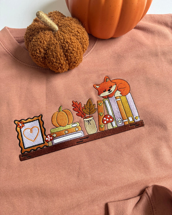 Autumn Bookshelf Embroidered Sweatshirt