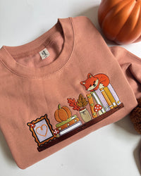 Autumn Bookshelf Embroidered Sweatshirt
