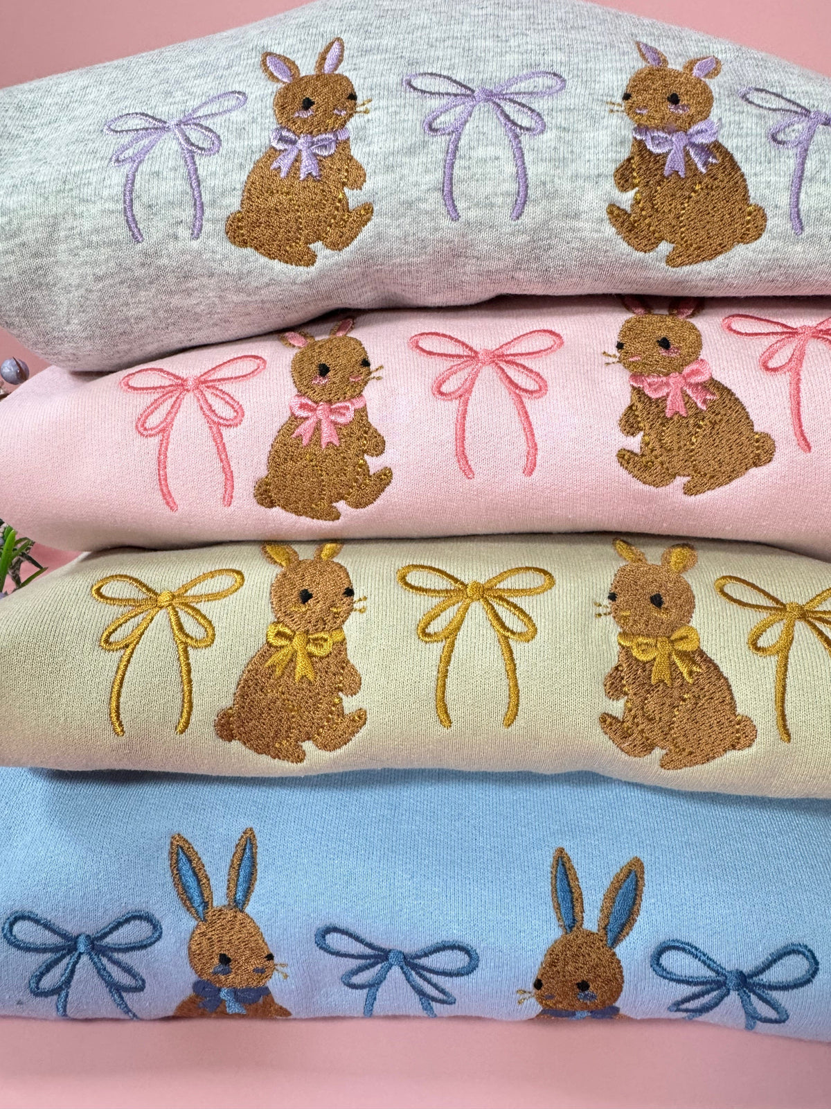 Bunnies and Bows Embroidered Sweatshirt