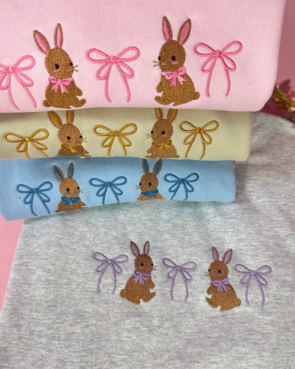 Bunnies and Bows Embroidered Sweatshirt