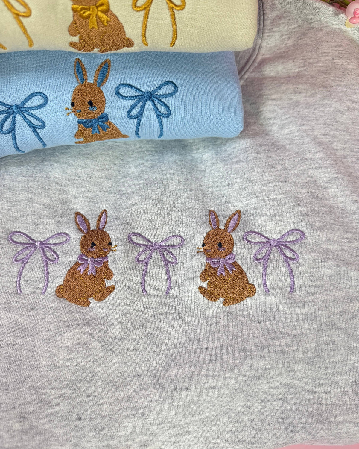 Bunnies and Bows Embroidered Sweatshirt
