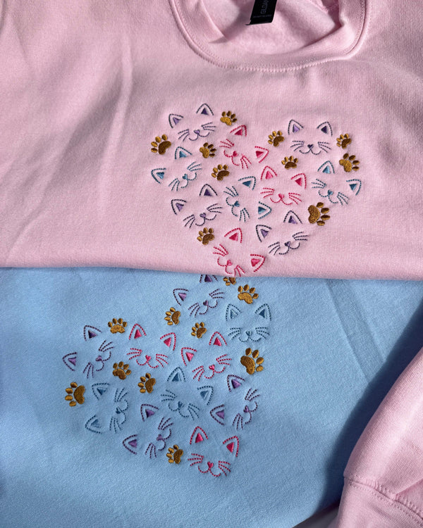 Cat Face Embroidered Sweatshirt