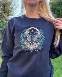Celestial Moth Embroidered Sweatshirt