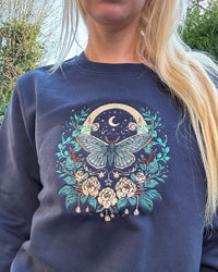 Celestial Moth Embroidered Sweatshirt