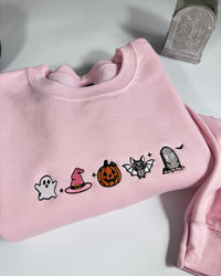 Cute Halloween Icons Embroidered Sweatshirt