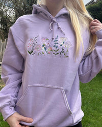 Garden Birds and Wildflowers Embroidered Hoodie