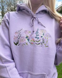 Garden Birds and Wildflowers Embroidered Hoodie