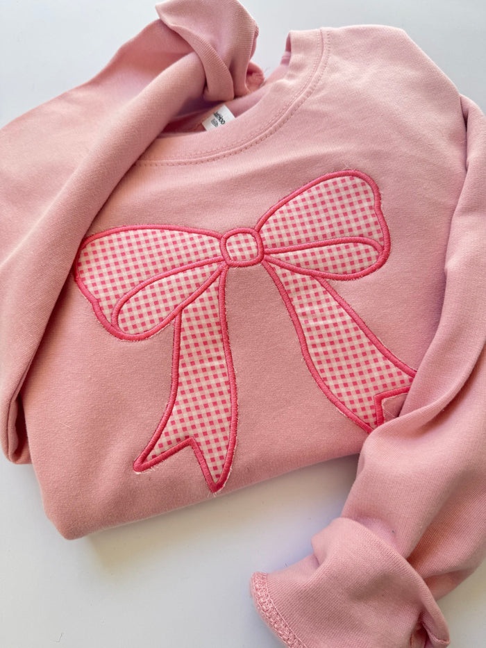 Pink Gingham Bow Sweater - SAMPLE SALE, Medium