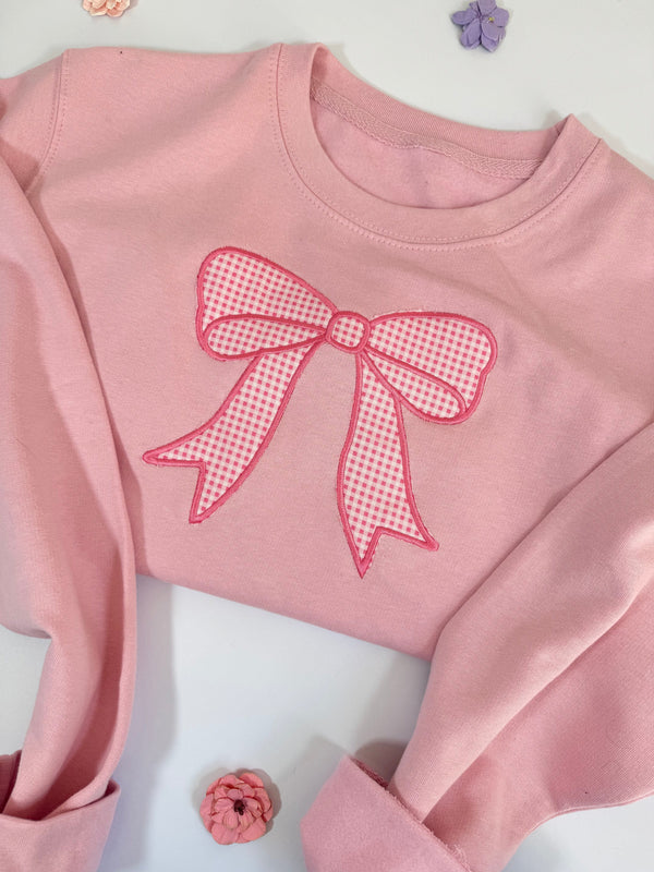 Pink Gingham Bow Sweater - SAMPLE SALE, Medium