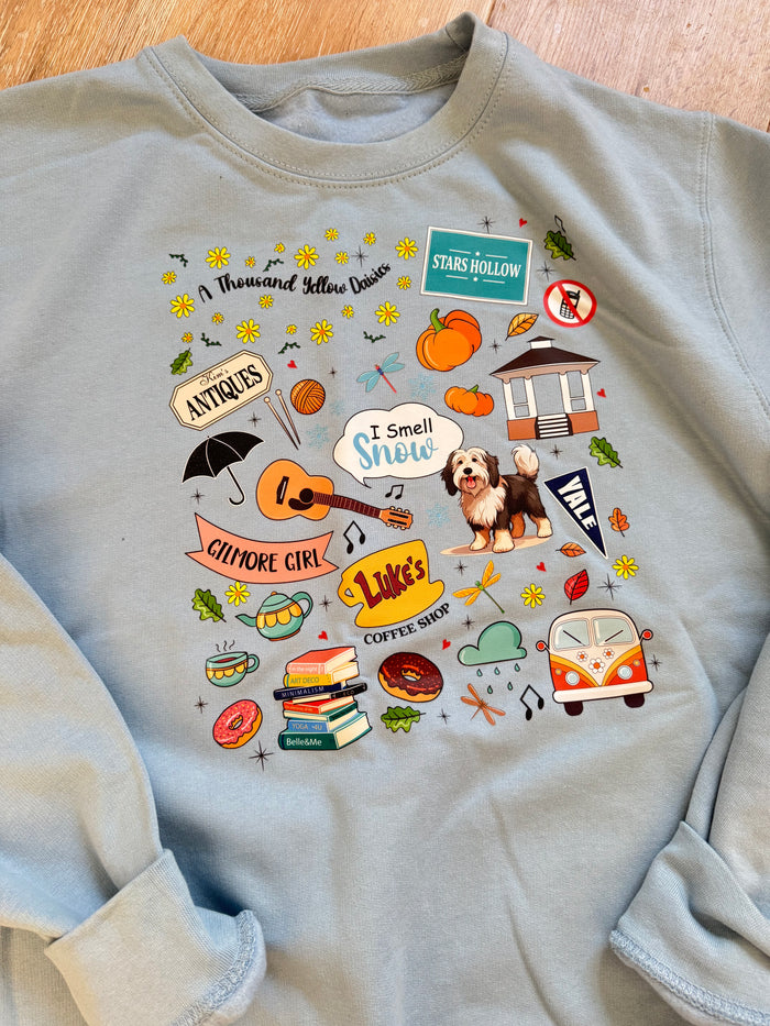 Blue Gilmore Girls Icons Sweatshirt - SAMPLE SALE