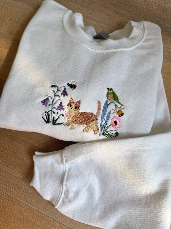 Spring Cat in Wildflowers - SAMPLE SALE, L