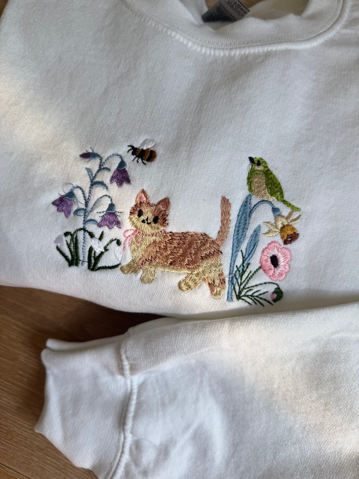 Spring Cat in Wildflowers - SAMPLE SALE, L