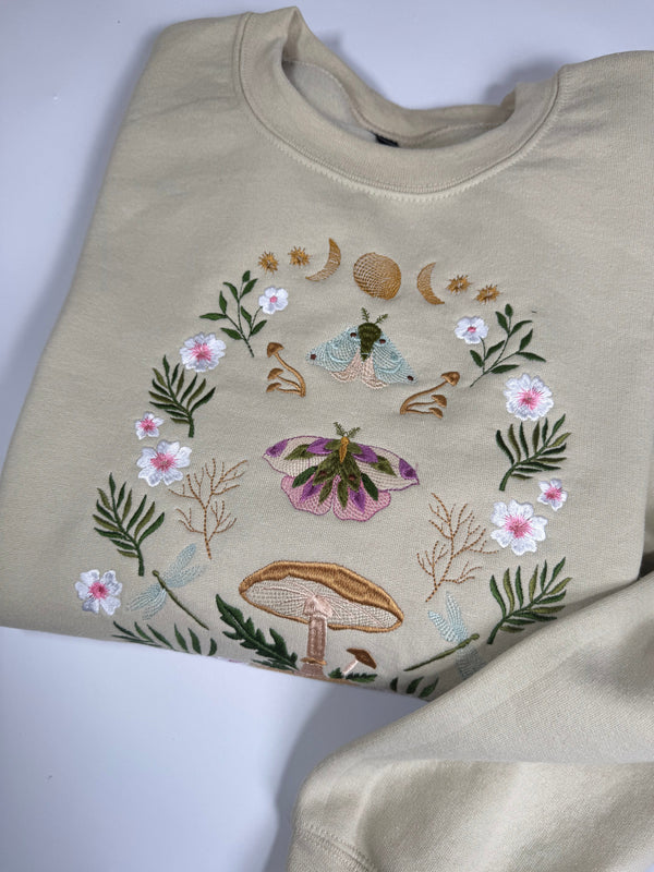 Cottagecore Butterflies Embroidered Sweatshirt