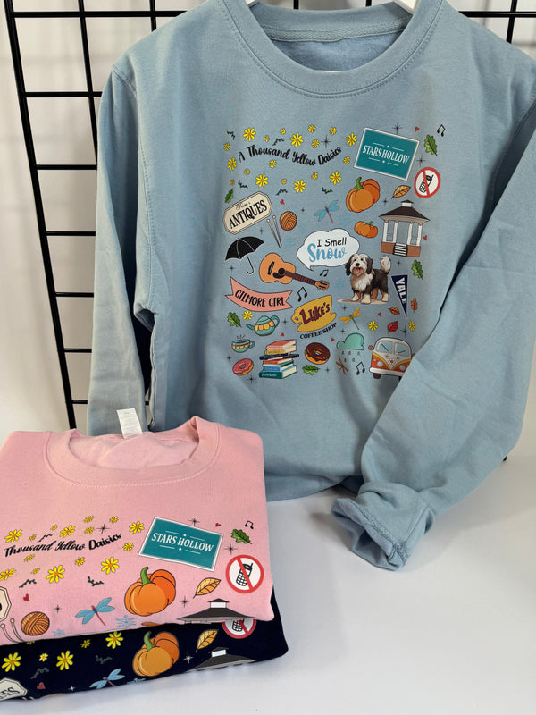Blue Gilmore Girls Icons Sweatshirt - SAMPLE SALE