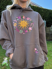 Celestial Sun and Flowers Hoodie