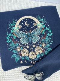 Celestial Moth Embroidered Sweatshirt