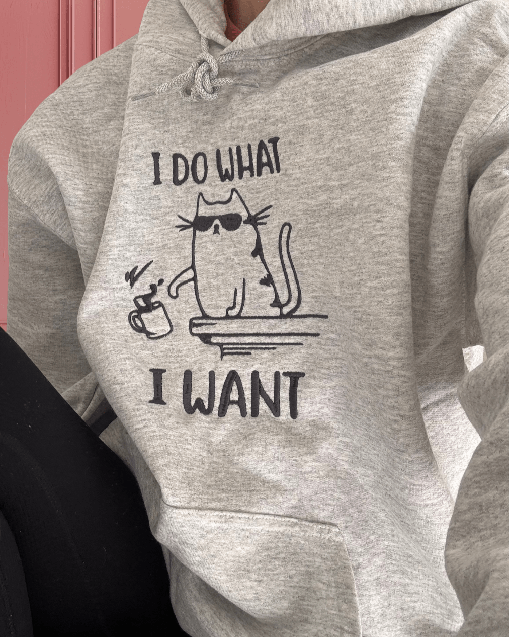 I Do What I Want Cat Hoodie Embroidered Cat Hoodies Gifts