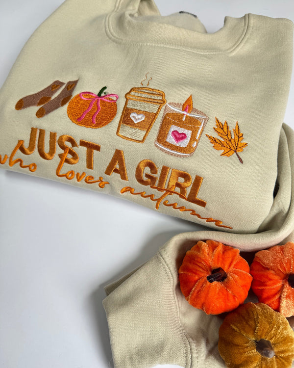 Just a girl who loves Autumn Embroidered Sweatshirt