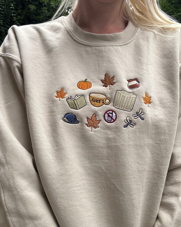 autumn sweatshirt, fall embroidered sweatshirt, cosy sweatshirt, pumpkin sweatshirt, book lover sweatshirt, coffee lover sweatshirt, autumn aesthetic clothing, embroidered crewneck, cosy fall outfit, pumpkin spice sweatshirt, autumn leaves sweatshirt, cottagecore sweatshirt, cosy reading sweatshirt, teacher autumn sweatshirt, fall fashion, booktok sweatshirt, embroidered fall crewneck, autumn gift for her, cosy season clothing, Halloween autumn sweatshirt
