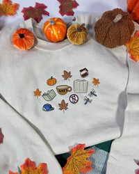autumn sweatshirt, fall embroidered sweatshirt, cosy sweatshirt, pumpkin sweatshirt, book lover sweatshirt, coffee lover sweatshirt, autumn aesthetic clothing, embroidered crewneck, cosy fall outfit, pumpkin spice sweatshirt, autumn leaves sweatshirt, cottagecore sweatshirt, cosy reading sweatshirt, teacher autumn sweatshirt, fall fashion, booktok sweatshirt, embroidered fall crewneck, autumn gift for her, cosy season clothing, Halloween autumn sweatshirt