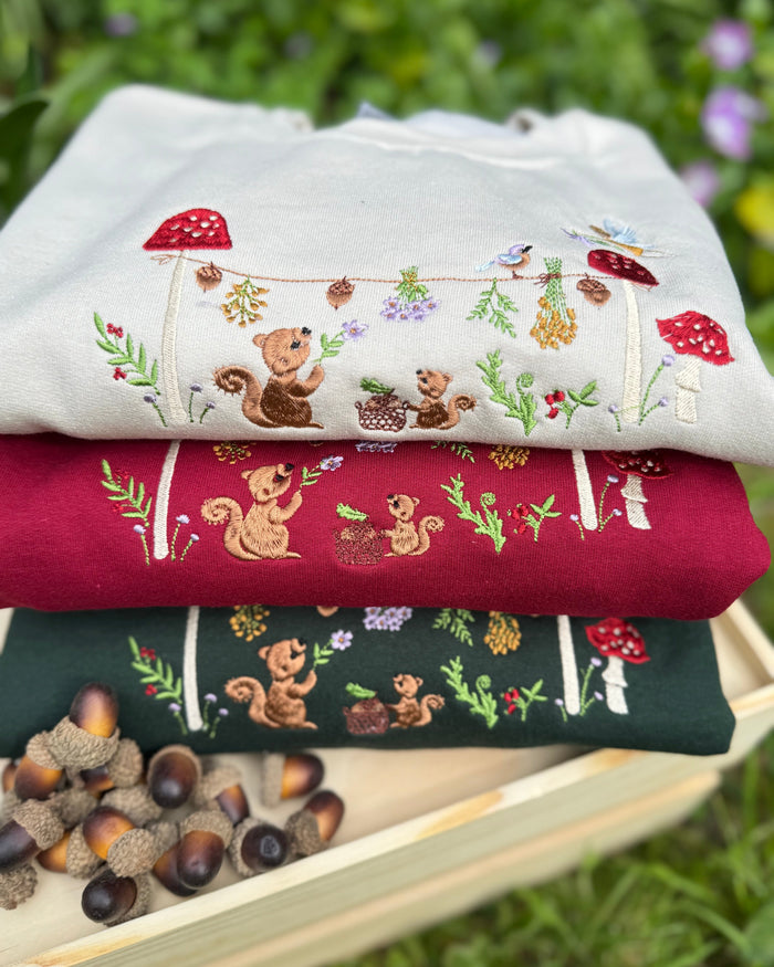 Magic Squirrel Party Embroidered Sweatshirt