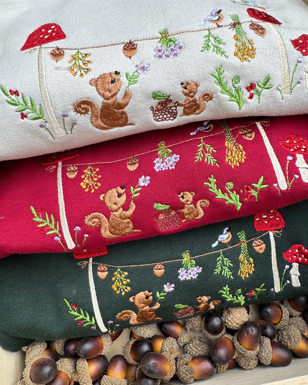 Magic Squirrel Party Embroidered Sweatshirt