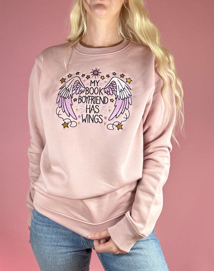 My Book Boyfriend has Wings Premium Embroidered Sweatshirt