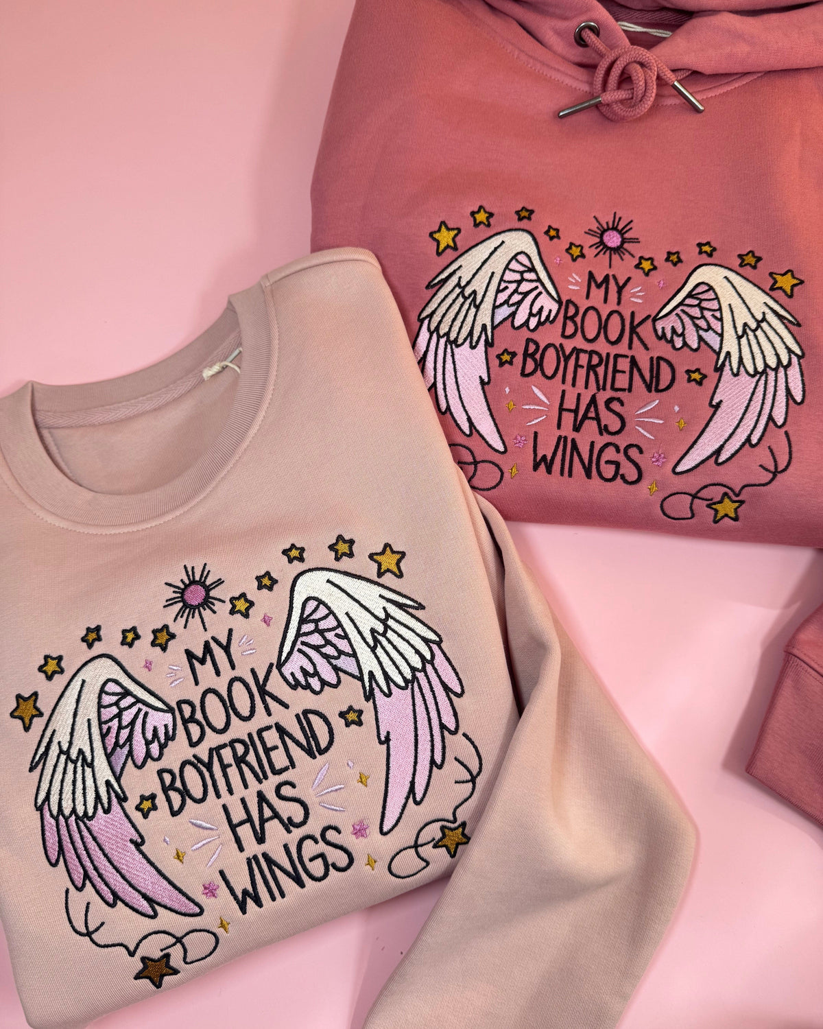My Book Boyfriend has Wings Premium Embroidered Sweatshirt 5