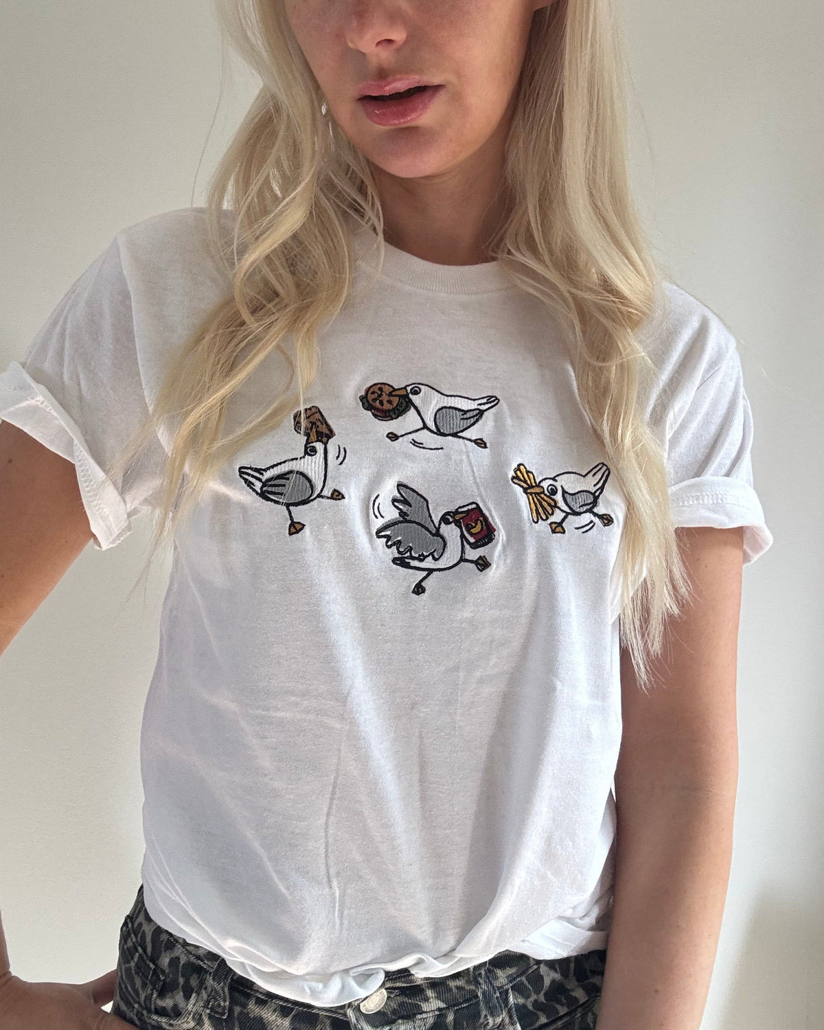 Silly Seagull Embroidered T-shirt
