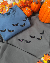 Spooky Bats with Bows Embroidered Sweatshirt