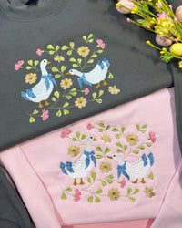 Spring Geese Embroidered Sweatshirt