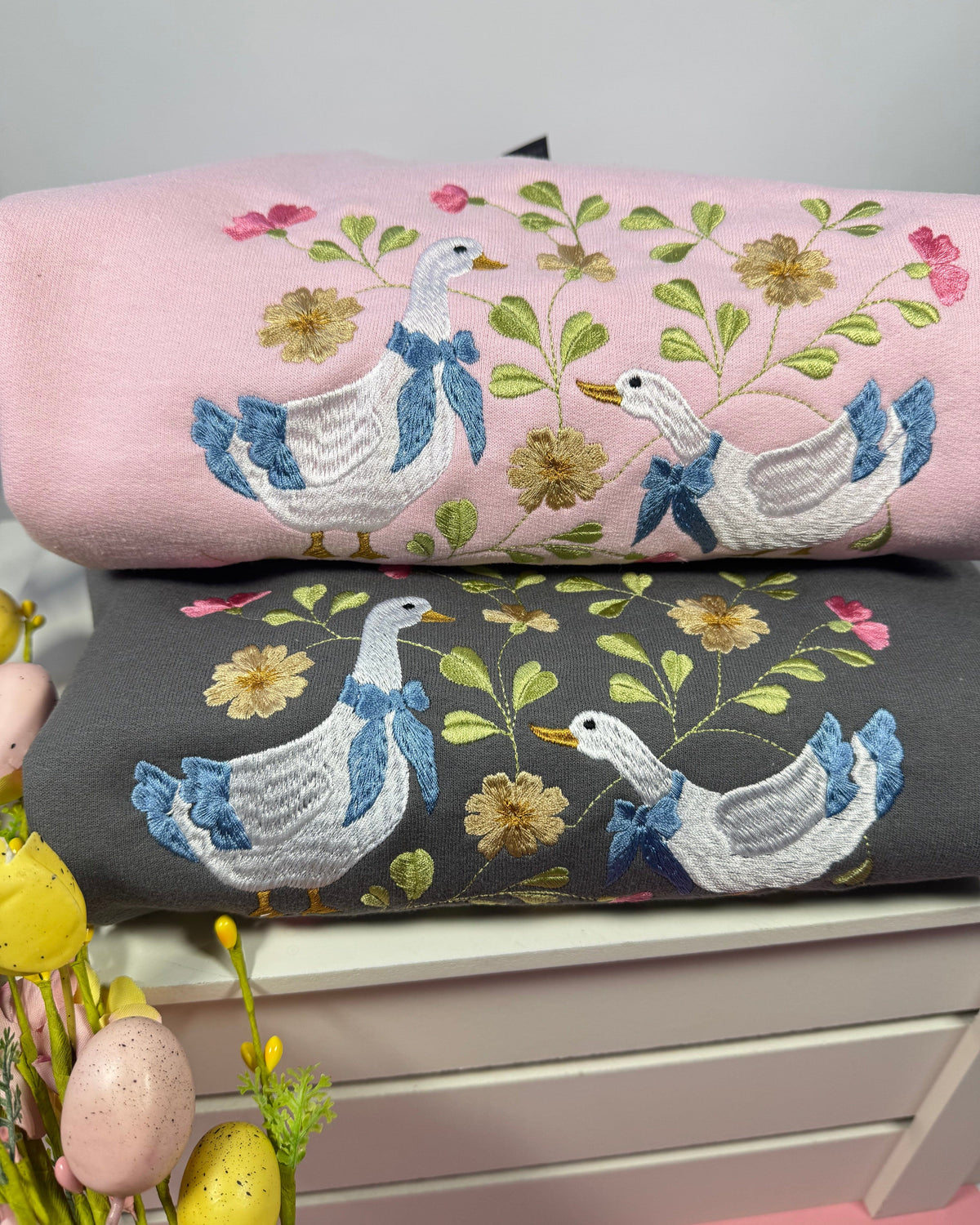Spring Geese Embroidered Sweatshirt
