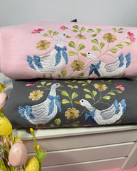 Spring Geese Embroidered Sweatshirt