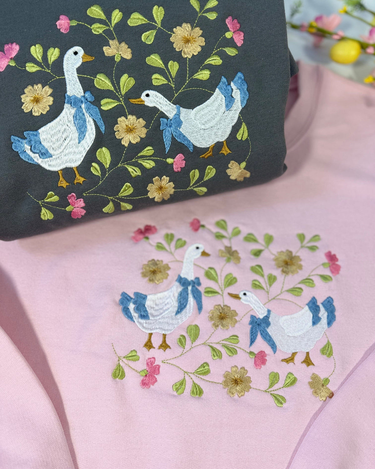 Spring Geese Embroidered Sweatshirt