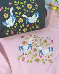 Spring Geese Embroidered Sweatshirt